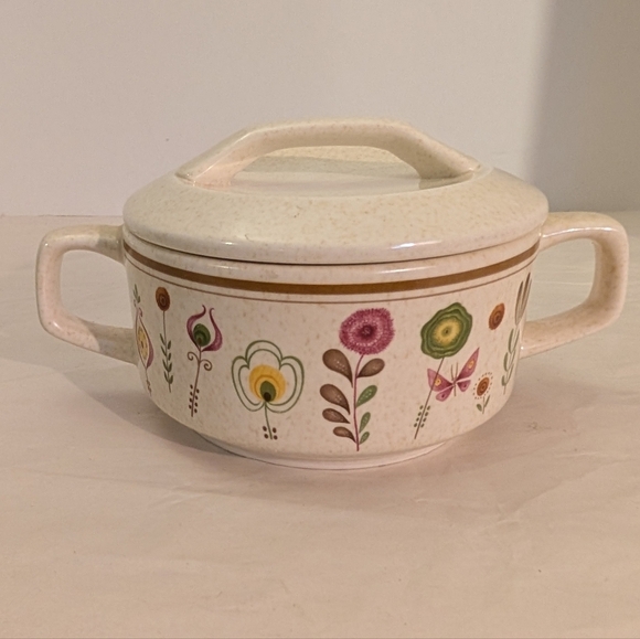 Vintage Temperware by Lenox Sprite Pattern Lidded Sugar Bowl - Picture 3 of 13